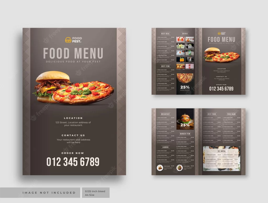 delicious burger restaurant food menu flyer bifold brochure template 138558 959