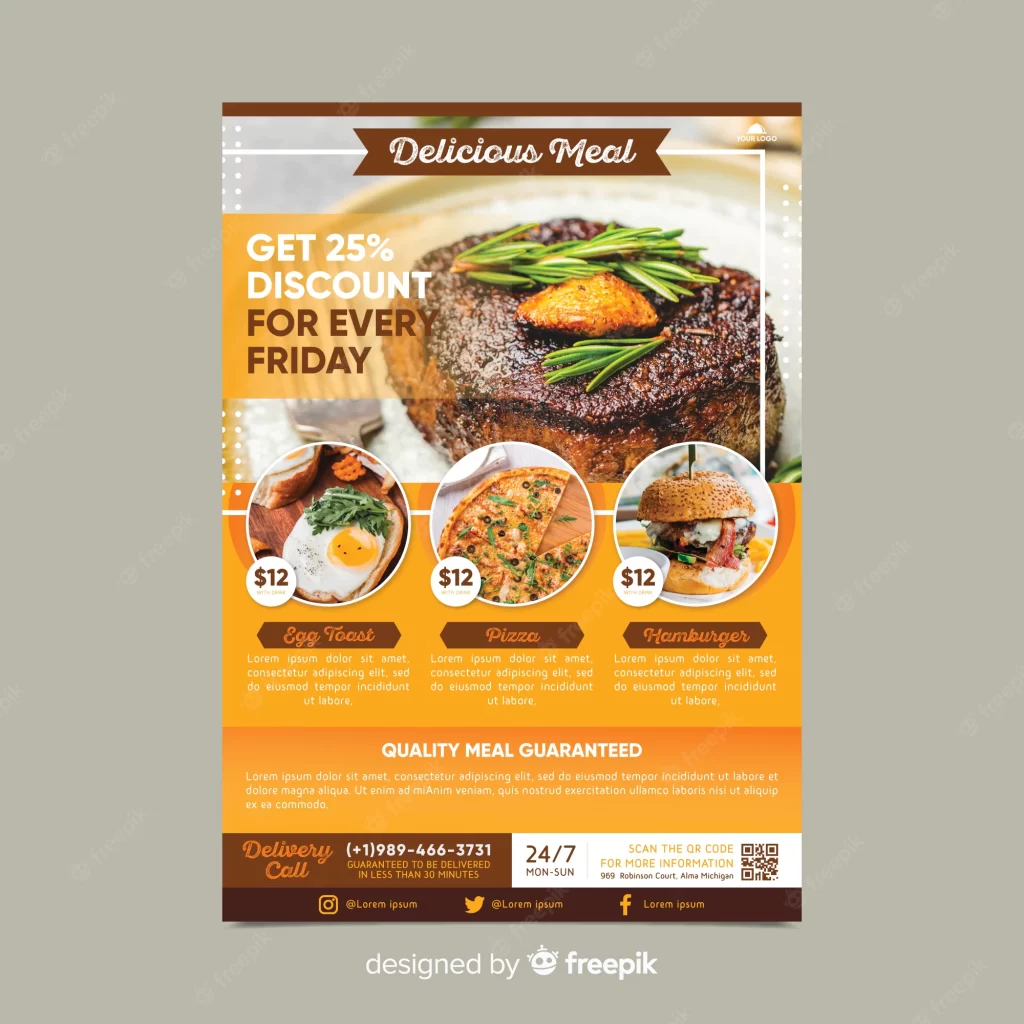 restaurant flyer vorlage mit foto 52683 25648 2