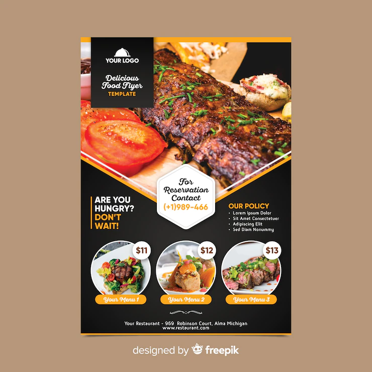 restaurant flyer vorlage mit foto 52683 25651 1